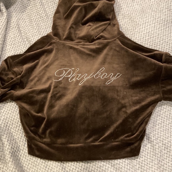 ❌SOLD❌brown PLAYBOY velour sweater (bedazzled) - Picture 3 of 8
